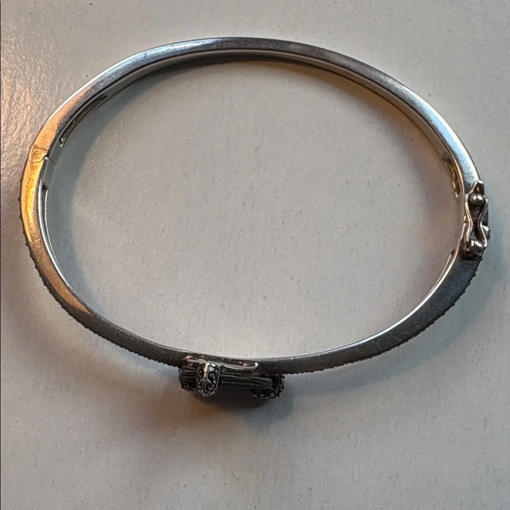 Unique Judith Jack Abalone and Marcasite Sterling Silver Bangle Bracelet